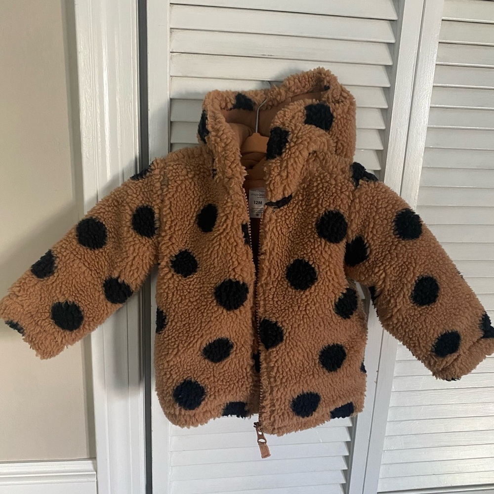 12month polkadot furry jacket